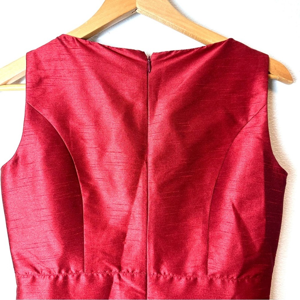 Eshakti Custom Red Satin V Neck Dress sz S - Picture 3 of 10